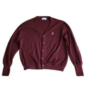 IZOD Men's Vintage V-Neck Sweater Cardigan, Burgundy, Size XL